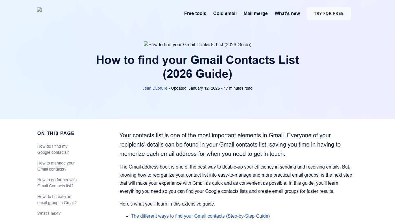How to find your Gmail Contacts List (2026 Guide)